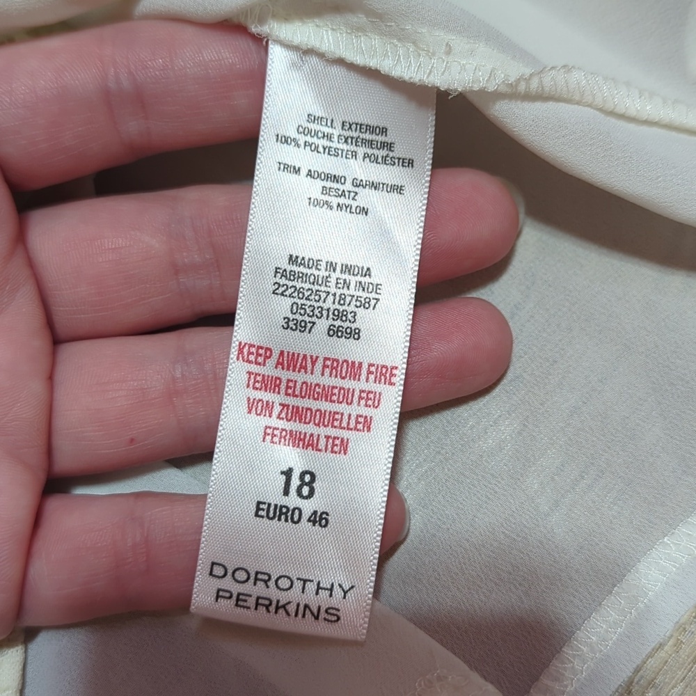 Dorothy Perkins Cream Lace Detail Victorian Romantic Sheer Blouse sz 14 - Picture 8 of 10